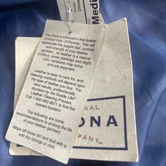 VTG Arizona China Blue genuine leather w/decorative polyester backing NWT-Med - Picture 4 of 7